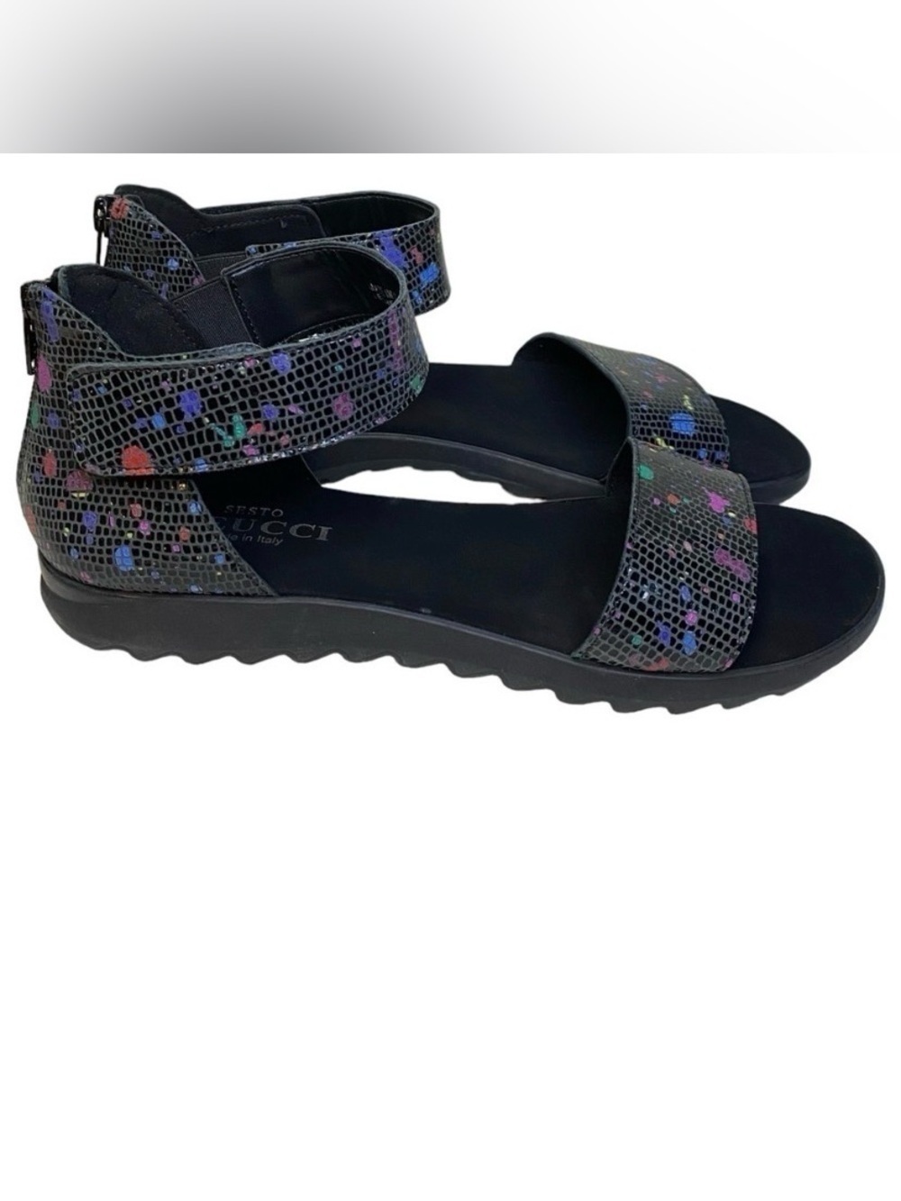 Sesto Meucci Paint Drop Ankle-Grip Comfort Sandals Women’s Size 9 W